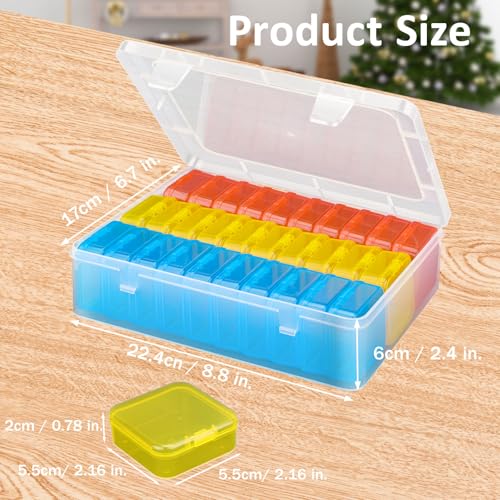 Mathtoxyz Bead Organizer Box(Red,Yellow,Blue), 30Pcs Small Bead Organizers and Storage Plastic Cases Mini Clear Containers Boxes with Hinged Lid and Rectangle for Bracelet Making DIY Jewelry Craft - size: BlueRedYellow - 1P