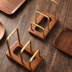 Chopping Board Rack with Wood Base Multi Layer Lid Holder Baking Pan Storage Organiser Cabinet Accessory for Home Kitchen - size: 16.6*10*15.8cm