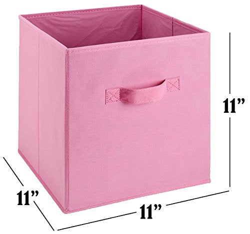 Handy Laundry 6-Pack Foldable Cube Storage Bins – Decorative Collapsible Organizer for Shelves, Closets, Underbed, Clothes, or Kids’ Toys (Pink) - color: Pink