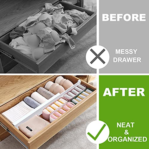 ANTOWIN Expandable Bamboo Drawer Dividers, Drawer Separators,17-22 inches Adjustable Spring-loaded Organizer for Large Utensil, Clothes, Tools Drawers, 6Pack (White) - color: Brown