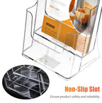 FUCDTEFC Acrylic Brochure Holder 8.5x11 & 4 x9 Inches, Clear 2 Tier Literature Magazine Stand Brochure Display Stand w Removable Divider Universal, Pamphlet Flyer Holder for Wall Mount or Countertop