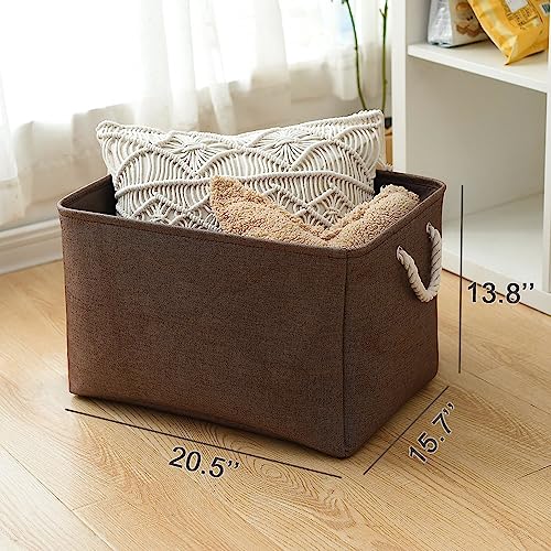 TheWarmHome Organization and Storage for Organizing - Extra Jumbo 3 Pack 20.5x15.7x13.8 inch Fabric Storage Bin for Shelves, Storage cubes for Decorative Shoes Towel Blanket Closet (Brown) - color: Brown, size: 3PCS/Extra Jumbo - 20.5Lx15.7Wx13.8H
