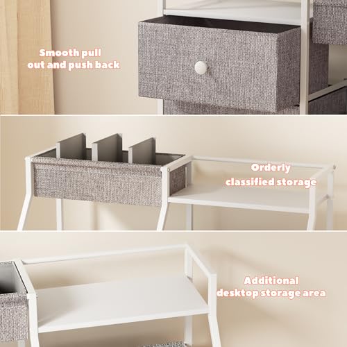 DTK Baby Diaper Caddy Organizer, 3 Tier Rolling Diaper Cart with Dividers and Drawers, Mobile Utility Baby Storage Cart with Wheels, Baby Newborn Essentials for Nursery, Bedroom, Charging Table，Crib