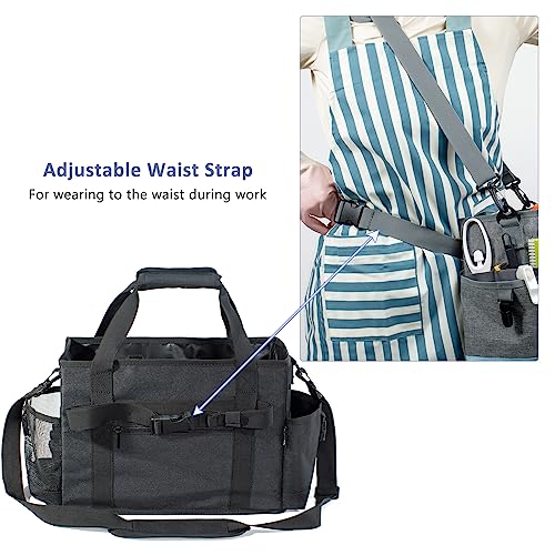 Cleaning Caddy for Cleaning Suppliers Organizer with Pockets for House Cleaning Essentials, Cleaning Organizer, Wearable Cleaing Bag Tote, Storage Caddy for Housekeeping - color: Black, size: Medium