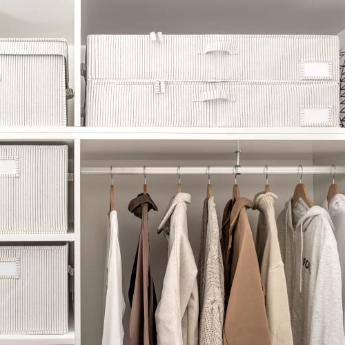StorageWorks Large Under Bed Storage Containers with Handles and Label Holder, 2 Pack Ultra-thick Fabric Underbed Bins, Closet Organizer for Clothes, Blankets, Sweater - color: Gray and White Stripes, size: Large-without Wheels