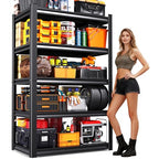 71" H Garage Shelving 5-Tier Heavy Duty Storage Shelves, Adjustable Metal Shelf Unit, Utility Organizer Rack for Basement, Pantry, Kitchen, Warehouse,15.7" Dx35.4 Wx71.2 H, Black - size: 5-tier-15.7"Dx35.4"Wx71.2"H