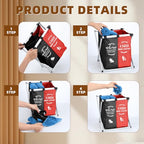 Wonderjune Foldable Disposable Shoe Cover Box Dispenser Fabric Storage Bin Holder with Used Shoe Covers and Welcome Please or Remove Sign for Open House Supplies(Black, Red) - color: Black, Red