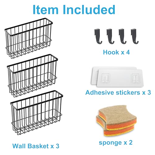 Kitchen Cabinet Door Organizer 3 pack, Lid Organizers Inside Cabinet with 2 Sponges, Foil and Plastic Wrap Organizer with 4 Hooks, for Aluminum Foil, Plastic Wrap, Black, (Small, Medium, Large) - color: Black (Small+Medium+Large)