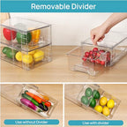 Vtopmart 10 Pack Stackable Storage Drawers,Clear Acrylic Drawer Organizers with Handles, Easily Assemble Containers for Fridge, Bathroom,Kitchen Undersink,Cabinet,Pantry Organization and Storage - size: 10Pack 4.4"H-with Dividers