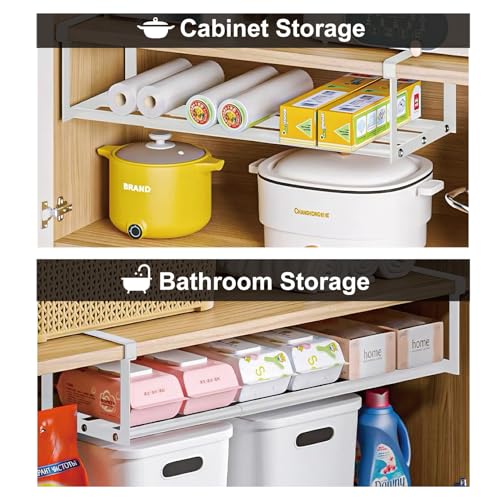 Expandable Shoe Rack Organizer - Adjustable Shoe Rack & Under Cabinet Shelf - for Shoe or Clothing Storage and Organization, Under Shelf Storage (Black,4 Pcs) - color: Black, size: 4 Pack