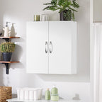 SoBuy Kitchen Wall Cabinet, Narrow Bathroom Wall Cabinet Over The Toilet Storage, Wall Mounted Medicine Cabinet with Adjustable Shelf, Floating Storage Cabinet for Laundry Room, White BZR200-T-W - color: White