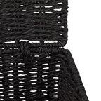 Household Essentials Small Handwoven Paper Rope Wicker Basket with Lid, Black - color: Black, size: Small (Pack of 1)