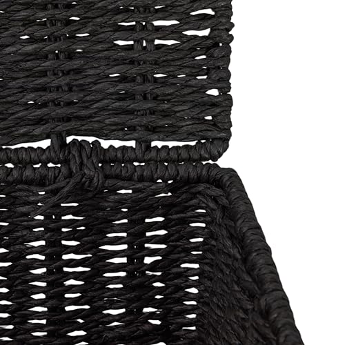 Household Essentials Small Handwoven Paper Rope Wicker Basket with Lid, Black - color: Black, size: Small (Pack of 1)