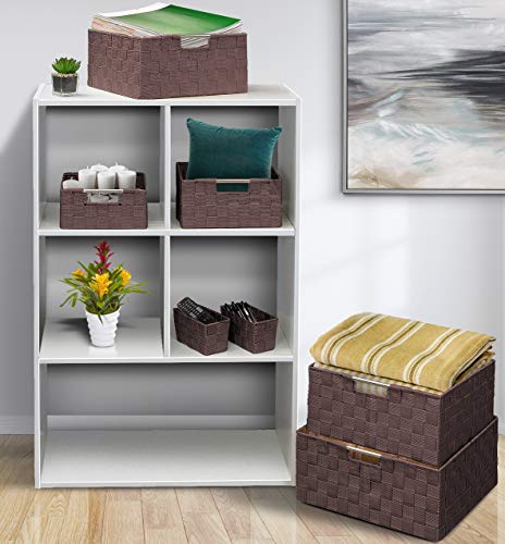 Sorbus Storage Baskets for Organizing (Set of 7), Mesh Hand-Woven Design, Linen Closet Organizers and Storage, Organizer Storage Baskets for Shelves, Variety Pack Organizers and Storage (Chocolate) - color: 7 Piece - Chocolate