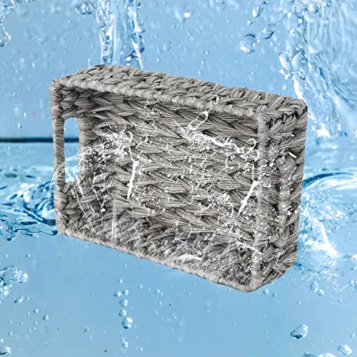 GRANNY SAYS Wicker Baskets for Storage, Waterproof Storage Baskets, Odorless Wicker Basket with Handles, Decorative Storage Containers, Gray Basket for Pantry Storage, 2-Pack - color: Gray, size: 11 ¼"L x 7 ½"W x 3 ½"H