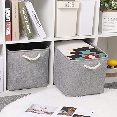 Bidtakay Grey Baskets [2-Pack] Shelf Baskets for Storage 16" X 11.8" X 11.8" Large Fabric Rectangular Decorative Storage Basket Organization Bins for Shelves Closet Home Organization(Grey) - color: Grey, size: 2 Pack-L-16x11.8x11.8 In