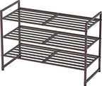 Simple Houseware 3-Tier Stackable Metal Panel Shoes Rack, Bronze - color: Bronze, style: Metal Panel