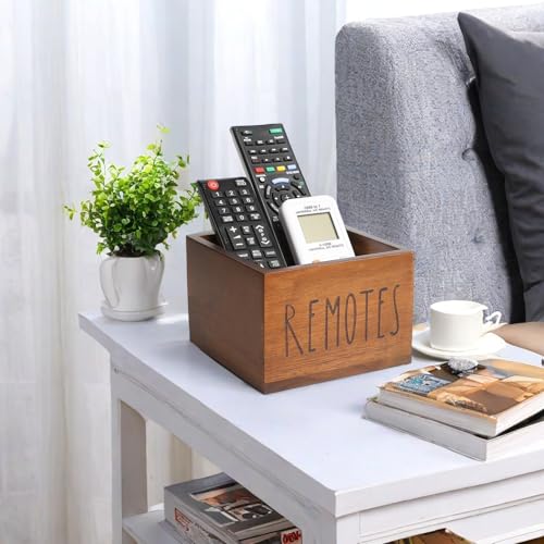 LBEMEY Acacia Wood Remote Holder, Control Organizer for TV - Home, Living Room, Bedroom - Wooden Remote Box (Brown, M, 3+ Remotes) - size: M,for 3+ Remote Controls