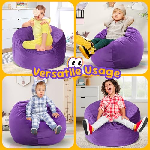 Hobestluk Bean Bag Chairs 2.5FT Bean Bag Chair with Memory Foam Filled & Machine Washable Cover,Beanbag Chair, Small Bean Bag Chairs for Playroom, Living Room, Bedroom - color: Purple, size: 2.5FT - 28.5" x 28.5" x 17.8"