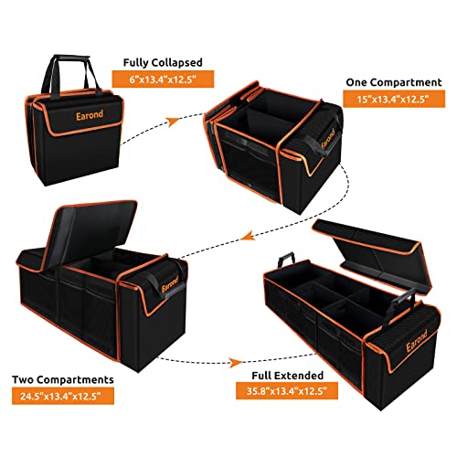Large Trunk Organizer with Cooler, 3 Compartments SUV Cargo Organizer, Portable Trunk Organizer for suv,car,truck,rv,jeep(black) - color: Black&Orange, size: With Cooler