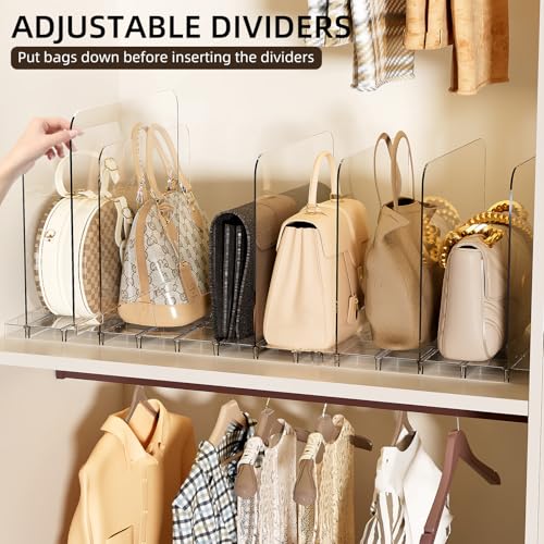 JOYZAN Stackable Purse Organizer for Closet, Adjustable Closet Purse Organizer, Clear Acrylic Shelf Dividers, Detachable Handbag Storage Separator Dividers for Home, Office - 2 Pack - size: 2 Pack