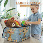 Custom Storage Basket with Name, Personalized Storage Bins with Zipper Lid, Foldable Fabric Storage Box Large capacity with Handle Butterfly Giraffe - color: Option 21
