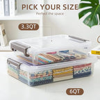 Citylife 3 PCS Plastic Storage Bins with Latching Lids Portable Project Case Clear File Box Stackable Storage Containers for Organizing A4 Paper, Photo, Document, Scrapbook - size: 5QT, style: 3 PCS