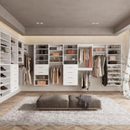 ROOMTEC Modular Closet System, 25.5" Shelf Closet Tower Wall-Mounted Closet Organizer, Wooden Tower for Walk-In Closets, Wardrobe Storage Kit, White - size: 25.5" Wide, style: Model 10