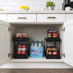 IRIS USA Under Sink Organizer, 2 Pack, Pull Out Under Cabinet Organizers and Storage, Kitchen Shelf Pantry Bathroom Under Counter, Cleaning Supplies, Vertical Spice Rack Slide Out Drawer, Easy Install - size: 2 Pack