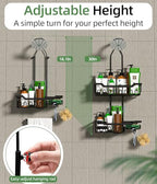 Shower Caddy Hanging Organizer, Extra Large Rack Over Showerhead with Hooks, Adjustable Height Shower Caddy for Big Shampoo Bottle, Black - color: Black - 2 Tier - XL