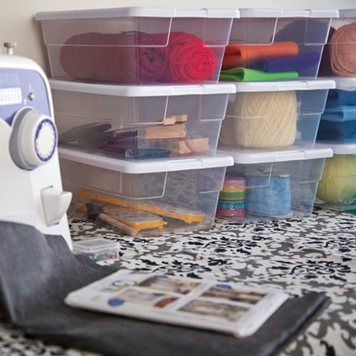 Sterilite 36-Pack 6 Quart Storage Box, Stackable Clear Plastic Bins with Snap-On Lids - Heavy-Duty Organizing Containers for Closet, Bathroom, and Office - size: 6 Quart, style: 36