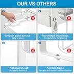9" Deep Expandable Cabinet Shelf Organizer Riser, 14"-25" Adjustable Cabinet Shelves Rack for Kitchen Pantry Cupboard Under Sink Countertop, 8" High Bottom Layer, White(2 Pack) - size: 2-Pack 9''W