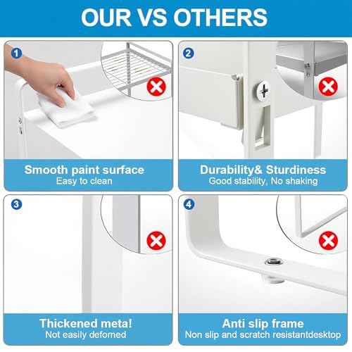 11" Deep Expandable Cabinet Shelf Organizer Riser, 14"-25" Adjustable Cabinet Shelves Rack for Kitchen Pantry Cupboard Under Sink Countertop, 8" High Bottom Layer, White(2 Pack) - size: 2-Pack 11''W