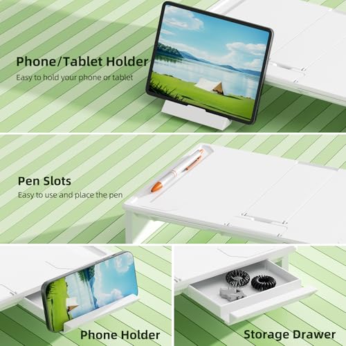Heymaster Ergonomic Monitor Stand Riser, Laptop Stand Foldable Muti-Angle Adjustable Portable Foldable Stand with Heat-Vent Compatible with MacBook, Air, Pro, Surface Laptop (9-17 inches) (White) - color: White