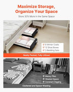 VEVOR Under Bed Storage with Wheels, 30.3 x 18.5 x 6.8 inch, Underbed Containers with Clear Lid, Underbed Shoe Organizer, Rolling Under the Bed Storage Bins for Clothes Shoes Blankets Bedroom, 2 Pack - style: C