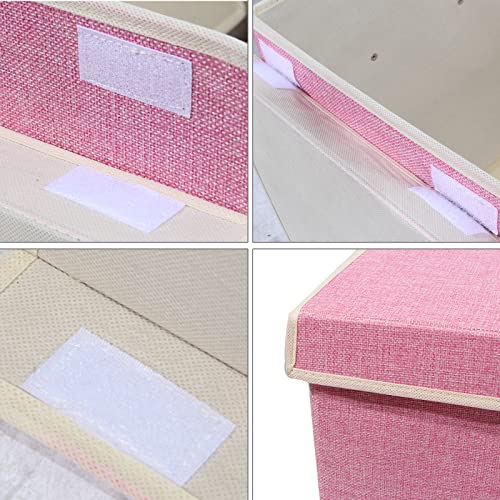 popoly Large Toy Box Chest Storage with Flip-Top Lid, Collapsible Kids Toy Storage Bin Boxes Container for Boys, Girls, Nursery, Playroom, 25"x13" x16" (Linen Pink) - color: Large Pink