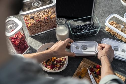 ZWILLING FRESH & SAVE CUBE Storage Container, Size M, Modular & Stackable Container, Airtight & Vacuum Storage, Dishwasher Safe, Transparent - size: M