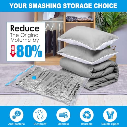 BoxLegend Vacuum Storage Bags with Large Hand Pump 12 Combo (3 Jumbo,3 Large, 3 Medium, 3 Small) Thickened Vacuum Seal Bags for Clothing Coat Bedding Quilt Blanket Pillow Comforters - size: 12 Combo