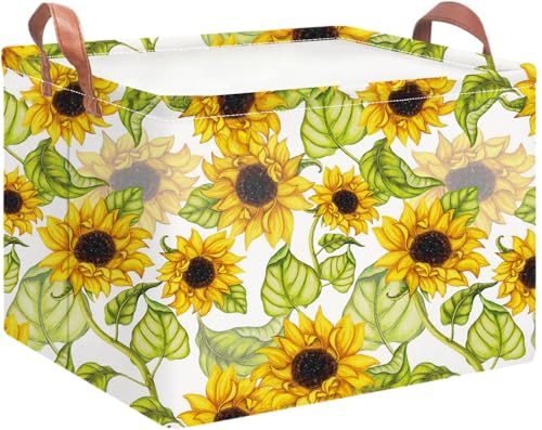 NTAOHAMPER Rectangular Storage Basket Empty,Storage Bin with Handles,Room Decor,Gift Basket,Book Box(Sunflower) - color: Sunflower