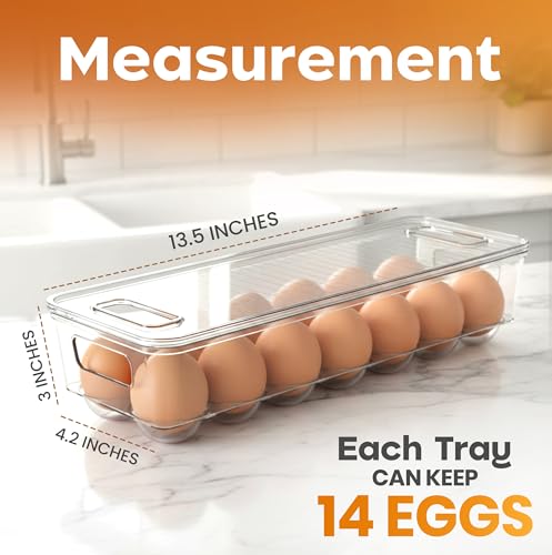Utopia Home Egg Container With Lid and Handle for Refrigerator - Pack of 1 - Clear Stackable Egg Holder for Kitchen Storage and organization - size: Pack of 1