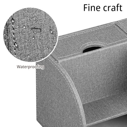Nightstand Organizer with Tissue Holder,PU Leather Square Tissue Box Cover,Modern Facial Paper Organizer Storage Box for Remote Control,Bathroom,Vanity Countertop,End Table Home Office.Gray - color: Gray