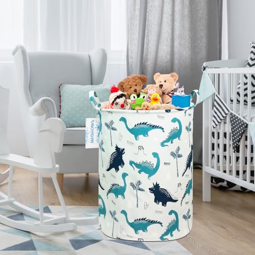 LANGYASHAN Laundry Basket Canvas Fabric Collapsible Organizer Basket for Storage Bin Toy Bins Gift Baskets Bedroom Clothes Children Nursery Hamper (Full dinosaur) - color: Full Dinosaur