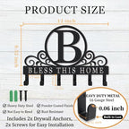 Metal Letter B Key Holder for Wall, Decorative Metal Key Holder Wall Mount, Key Hooks Coat Rack Monogram Wall Decor, Perfect for Bathroom, Living Room, Kitchen, Anniversary Housewarming Gift - style: B