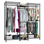 Xiofio Freestanding Heavy Duty Clothes Rack, Wire Clothing Rack with Hanging Rod,Adjustable Shelves & 2 Slid Fixed Baskets,60.7" L x 15.7" W x 75.6" H Max Load 720LBS,Black. - color: Black