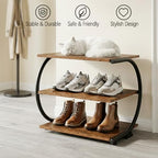 C-Shaped 3-Tier Shoe Rack with Metal Frame & Adjustable Feet - Compact Organizer for Entryway, Closet, Hallway (Holds 11 lbs/Shelf) - size: 17.32" X 11.81" X14.76"