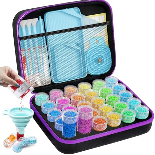 ARTDOT 30 Slots Storage Container for Diamond Art Kits for Adults, Portable Bead Storage Boxes for Diamond Painting Accessories and Tools - color: Black, size: Small