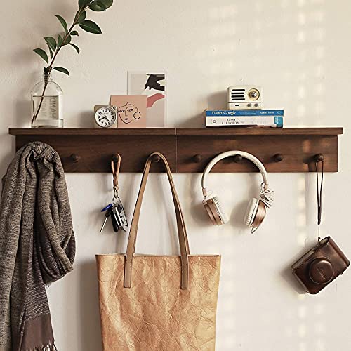 Entrance Coat Rack ，Coat Hooks, Wall-Mounted Wooden Hook Rack, Wall-Mounted Shelves are Very Suitable (Walnut Color Finish—A-2) - style: Walnut color finish—A-2