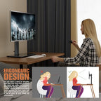 Single LCD Computer Monitor Free-Standing Desk Stand Mount Riser for 13 inch to 32 inch screen with Swivel, Height Adjustable, Rotation, Vesa Base Stand Holds One (1) Screen up to 77Lbs(HT05B-001)) - color: Black