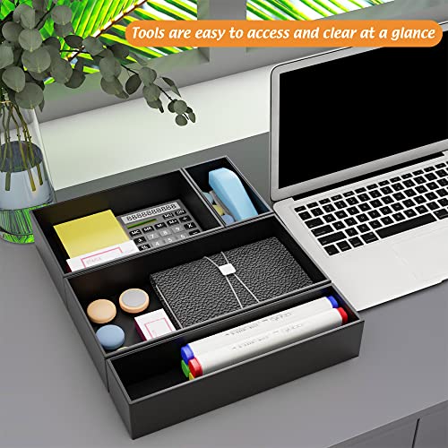 Black Bamboo Drawer Organizer - Silverware&Utensil Holder Organizer for Kitchen Drawers, Multi-Use Drawer Dividers Boxes for Bathroom Counter，Cabinet, Garage, Office Desk, Makeup, Jewelry (12*6*2.5) - color: Black, size: 12*6*2.5 inch