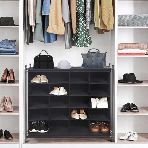 STORAGE MANIAC Stackable Shoe Cubby Organizer, Free Standing Shoe Cube Rack for Entryway, Bedroom, Apartment, Closet, 20-Cube Black - color: Black, size: 20-Cube